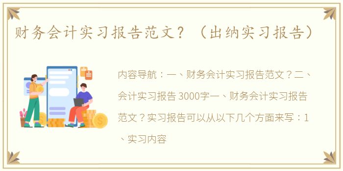 财务会计实习报告范文？（出纳实习报告）