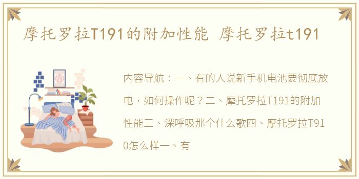 摩托罗拉T191的附加性能 摩托罗拉t191