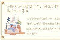 子账号如何登陆千牛，淘宝子帐号怎么登陆千牛工作台