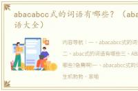 abacabcc式的词语有哪些？（abac式的词语大全）