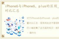 iPhone6与iPhone6，plus的区别_详细配置对比汇总