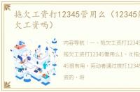 拖欠工资打12345管用么（12345能解决拖欠工资吗）