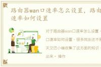 路由器wan口速率怎么设置，路由器WAN口速率如何设置