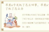 苹果x卡关机了怎么回事，苹果x卡住关不了机了怎么办