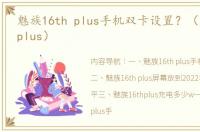 魅族16th plus手机双卡设置？（魅族16thplus）