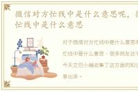 微信对方忙线中是什么意思呢，微信对方忙线中是什么意思