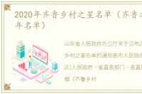 2020年齐鲁乡村之星名单（齐鲁之星2020年名单）