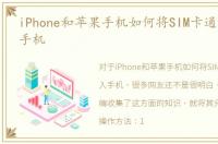 iPhone和苹果手机如何将SIM卡通讯录导入手机