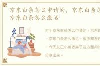 京东白条怎么申请的，京东白条怎么申请，京东白条怎么激活