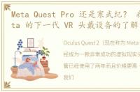 Meta Quest Pro 还是寒武纪？ 我们对 Meta 的下一代 VR 头戴设备的了解