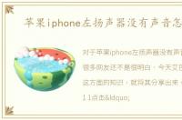 苹果iphone左扬声器没有声音怎么办