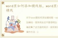 word里如何添加横线框，word里如何添加横线