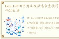 Excel2010使用高级筛选来查找符合多个条件的数据