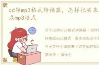 cd转mp3格式转换器，怎样把买来的CD转换成mp3格式