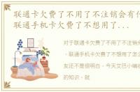 联通卡欠费了不用了不注销会有什么后果，联通手机卡欠费了不想用了怎么办