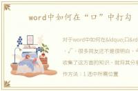 word中如何在“口”中打勾 √