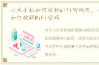 小米手机如何破解wifi密码呢，小米手机如何破解WiFi密码