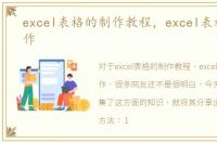 excel表格的制作教程，excel表格设计制作