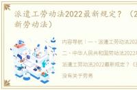 派遣工劳动法2022最新规定？（2022年最新劳动法）