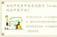 面向开发者开放系统能力（vivo正式上线政企开放平台）