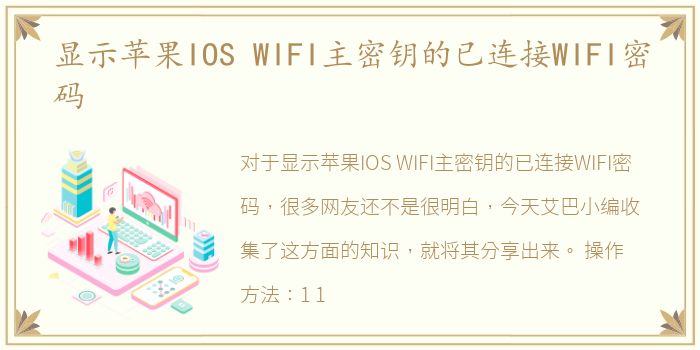 显示苹果IOS WIFI主密钥的已连接WIFI密码