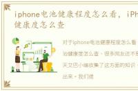 iphone电池健康程度怎么看，iPhone电池健康度怎么查