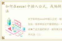 如何在excel中插入公式，或编辑算法，加法