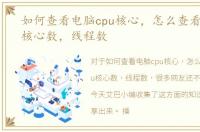 如何查看电脑cpu核心，怎么查看电脑cpu核心数，线程数