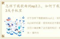 怎样下载歌曲到mp3上，如何下载歌曲到Mp3或手机里