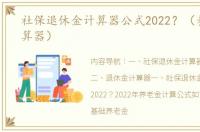 社保退休金计算器公式2022？（养老金计算器）