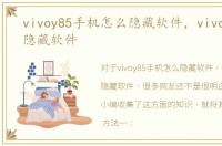 vivoy85手机怎么隐藏软件，vivoy85怎么隐藏软件