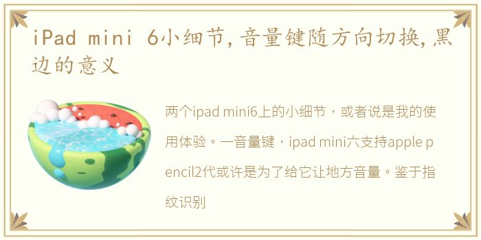 iPad mini 6小细节,音量键随方向切换,黑边的意义