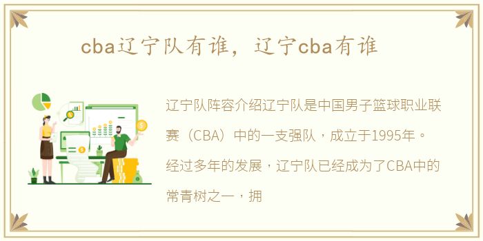 cba辽宁队有谁，辽宁cba有谁