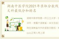 湖南中医学院2021年录取分数线是多少？文科最低分和排名