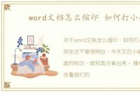 word文档怎么缩印 如何打小抄