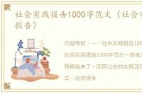 社会实践报告1000字范文（社会实践调研报告）