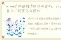 vivo手机强制清除锁屏密码，vivo手机恢复出厂设置怎么操作