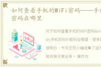 如何查看手机的WiFi密码——手机的WiFi密码在哪里