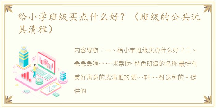 给小学班级买点什么好？（班级的公共玩具清雅）