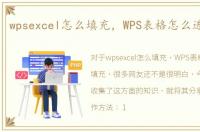 wpsexcel怎么填充，WPS表格怎么进行填充