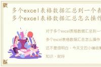 多个excel表格数据汇总到一个表格代码，多个excel表格数据汇总怎么操作