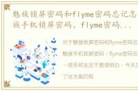 魅族锁屏密码和flyme密码忘记怎么办，魅族手机锁屏密码、flyme密码忘记怎么解决