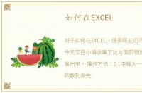 如何在EXCEL