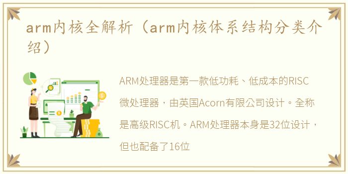 arm内核全解析（arm内核体系结构分类介绍）