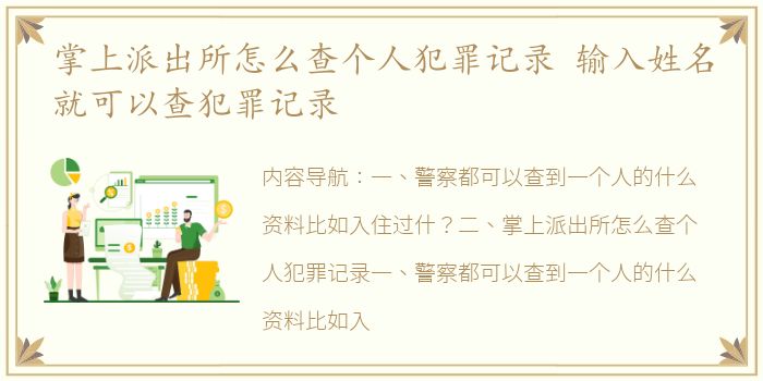 掌上派出所怎么查个人犯罪记录 输入姓名就可以查犯罪记录