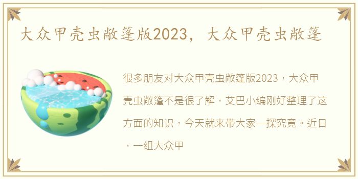 大众甲壳虫敞篷版2023，大众甲壳虫敞篷