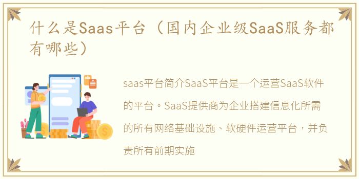 什么是Saas平台（国内企业级SaaS服务都有哪些）