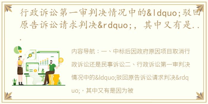 行政诉讼第一审判决情况中的“驳回原告诉讼请求判决”，其中又有是因为被诉具体行政行为合法但不合理，那 为什么行政诉讼打不赢