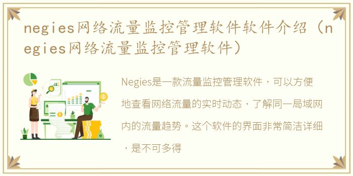 negies网络流量监控管理软件软件介绍（negies网络流量监控管理软件）