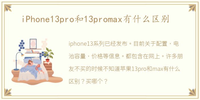 iPhone13pro和13promax有什么区别